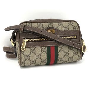 Gucci Ophidia Shoulder Bag in GG Supreme Leather Beige Brown